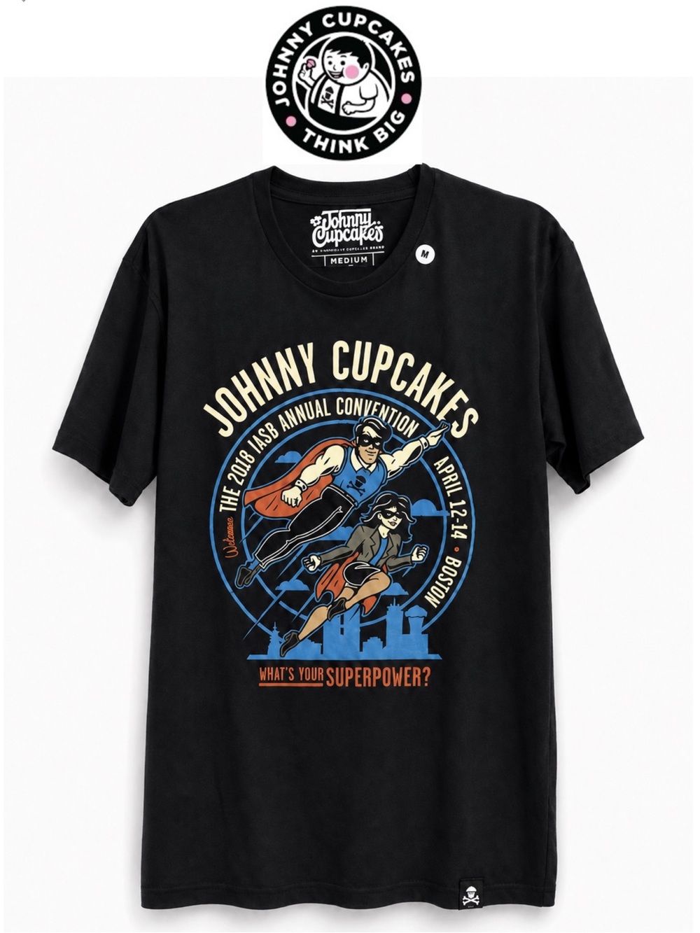 Johnny Cupcakes Men’s 2018 Tee IASB Boston Convention What’s‎ Your SuperPower M